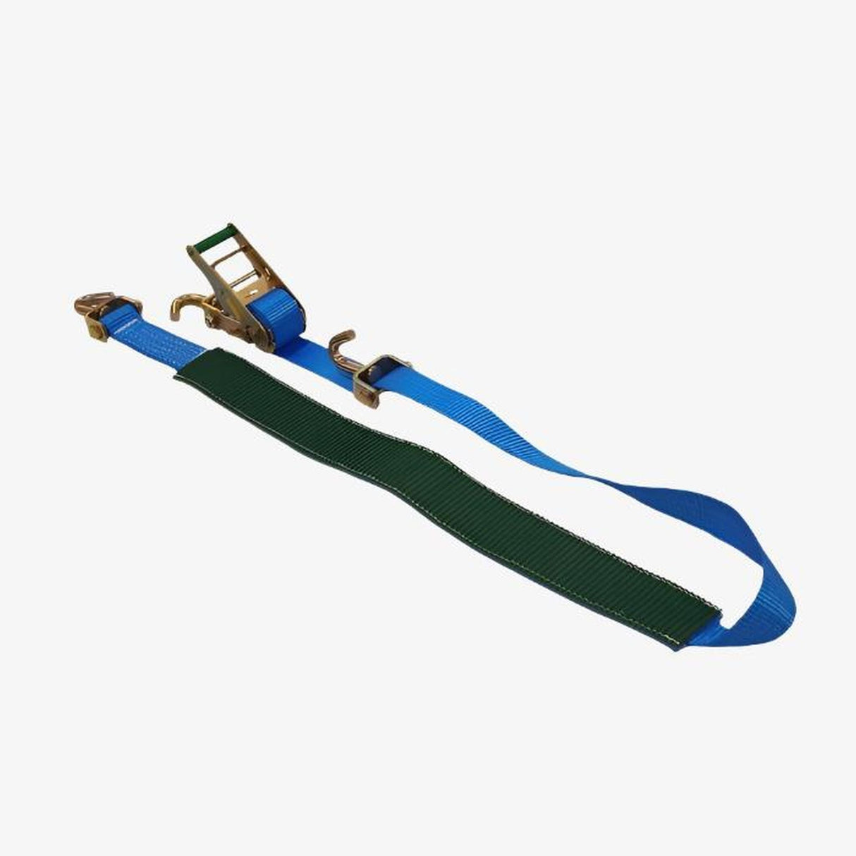 Pas transportowy lawetowy z ochraniaczem "trawka", 50mm, dł.3m, niebieski, haki obrotowe, BF 5000 daN, LC 2500daN, STF 350daN, EN 12195