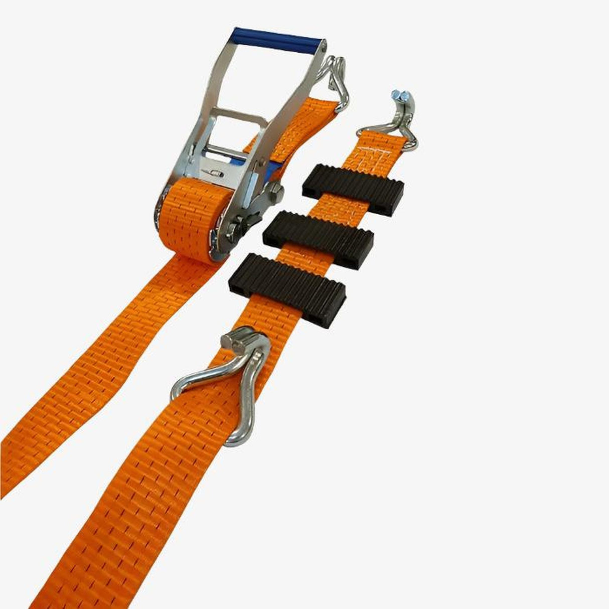 Pas transportowy lawetowy z kostkami, 50mm dł.3m, haki podwójne, pomarańczowy, BF 5000 daN, LC 2500daN, STF 350daN
