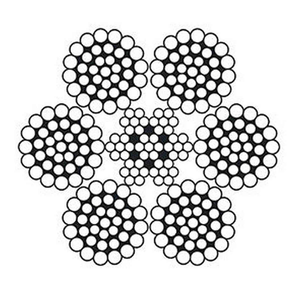 Lina ze stali nierdzewnej, splot 6x36+IWRC, A4 - AISI316, minimalna siła zrywająca 1570N/mm2