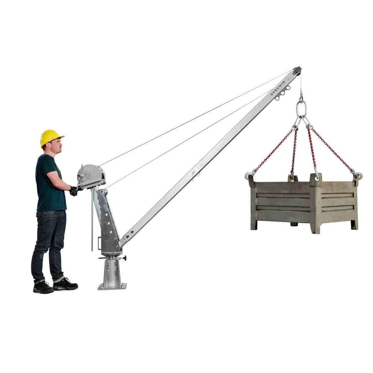 Obrotowy żuraw SD900, udźwig 900/600 kg, zasięg do 2 m, GEBUWIN
