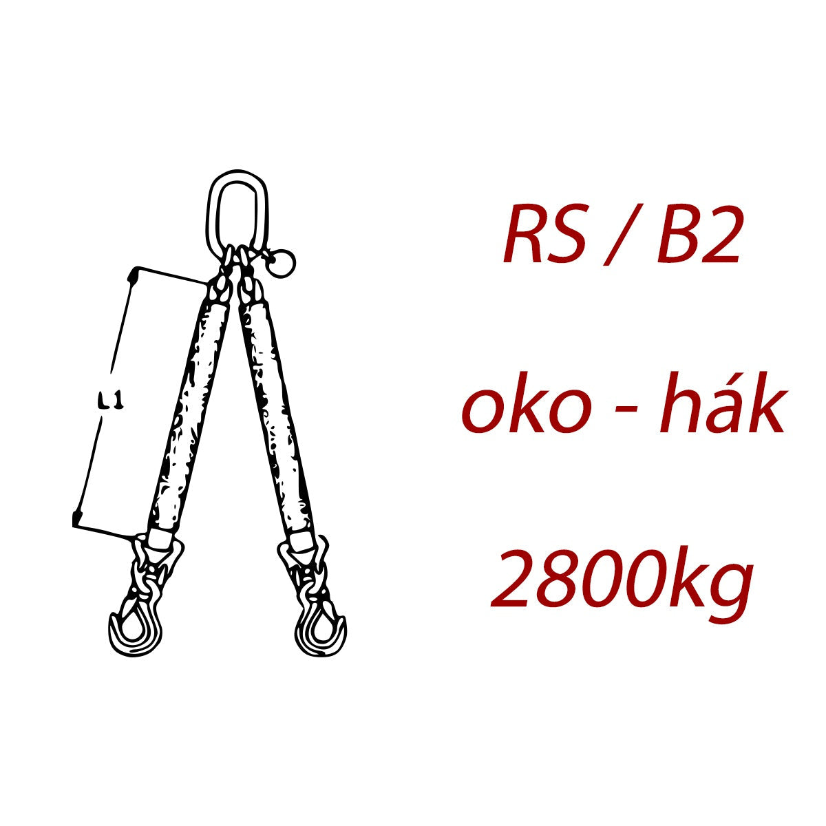 Zawiesie pasowe 2-cięgnowe, ogniwo - hak, nośność 2800kg