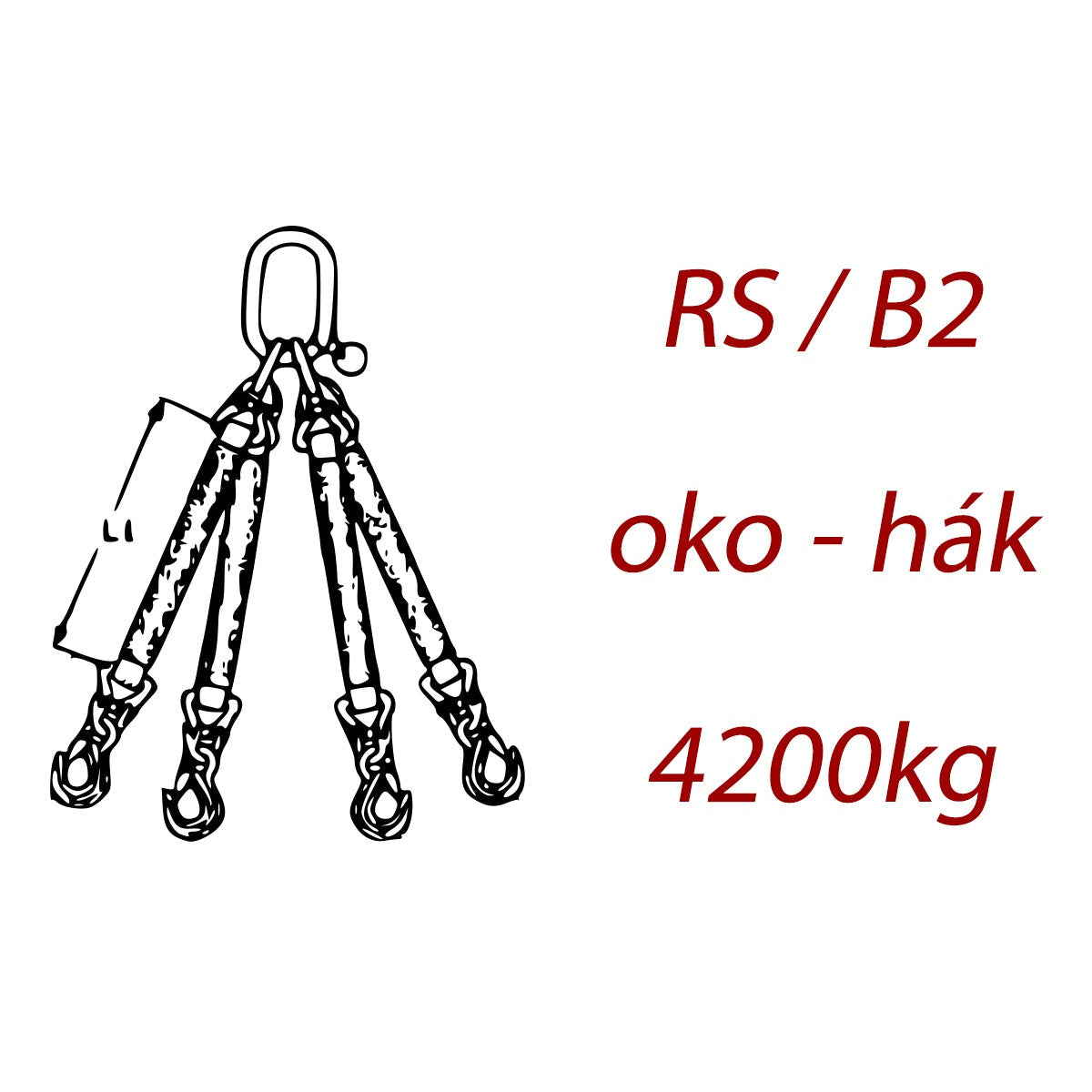 Zawiesie pasowe 4-cięgnowe, ogniwo - hak, nośność 4200kg