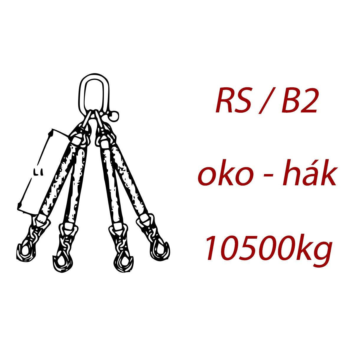 Zawiesie pasowe 4-cięgnowe, ogniwo - hak, nośność 10500kg