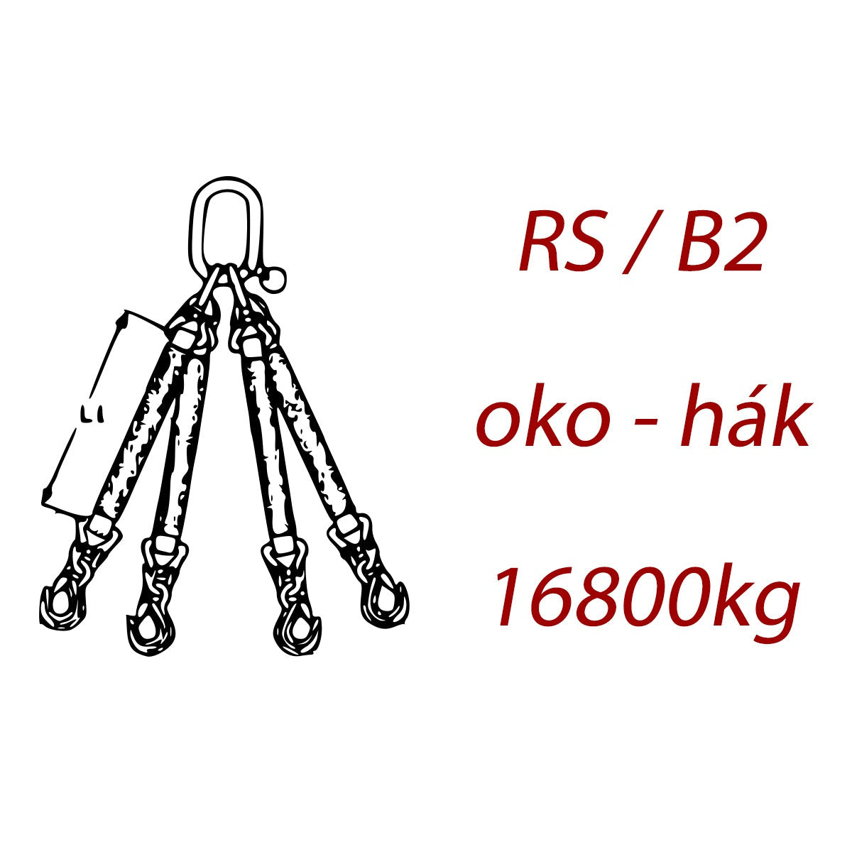 Zawiesie pasowe 4-cięgnowe, ogniwo - hak, nośność 16800kg