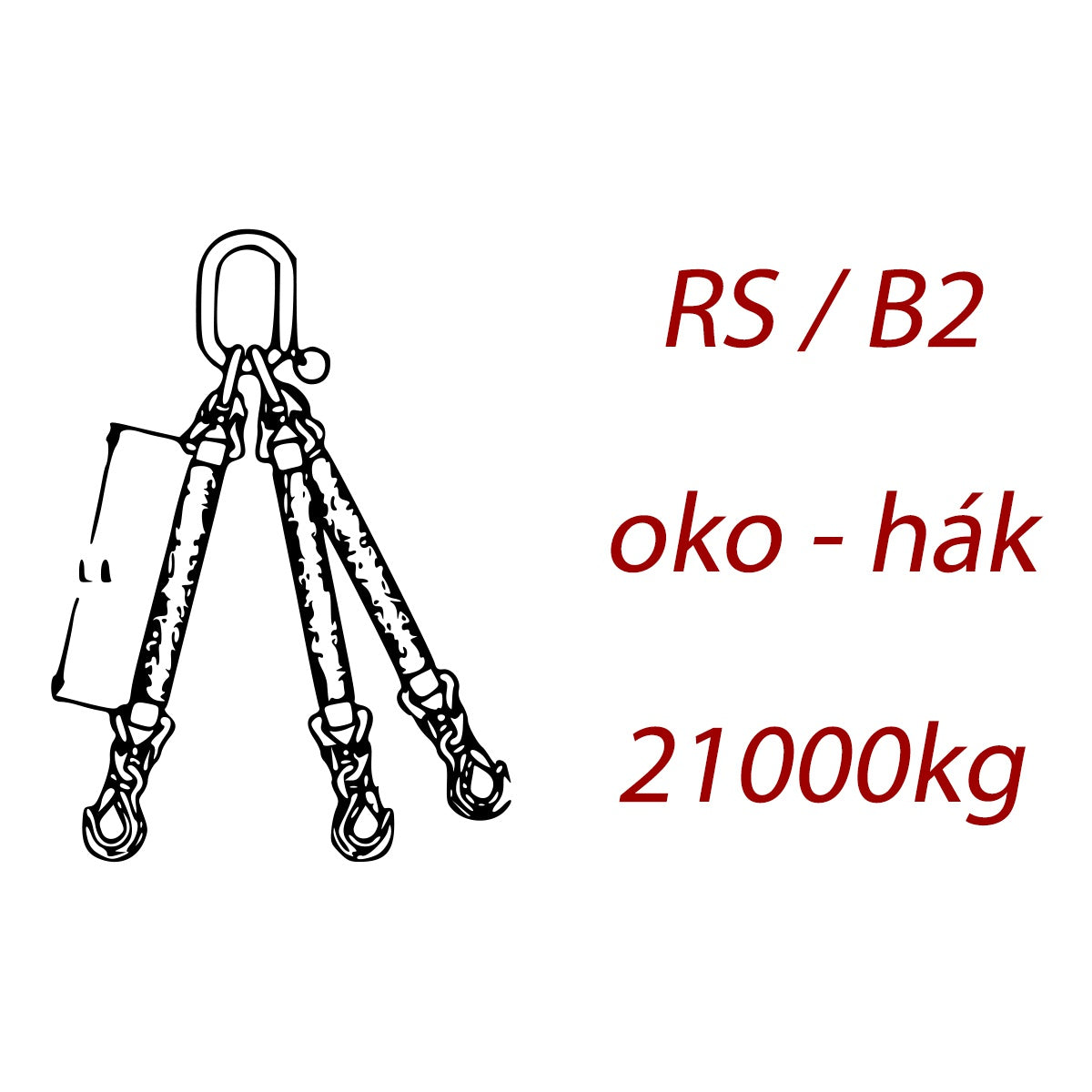 Zawiesie pasowe 3-cięgnowe, ogniwo - hak, nośność 21000kg