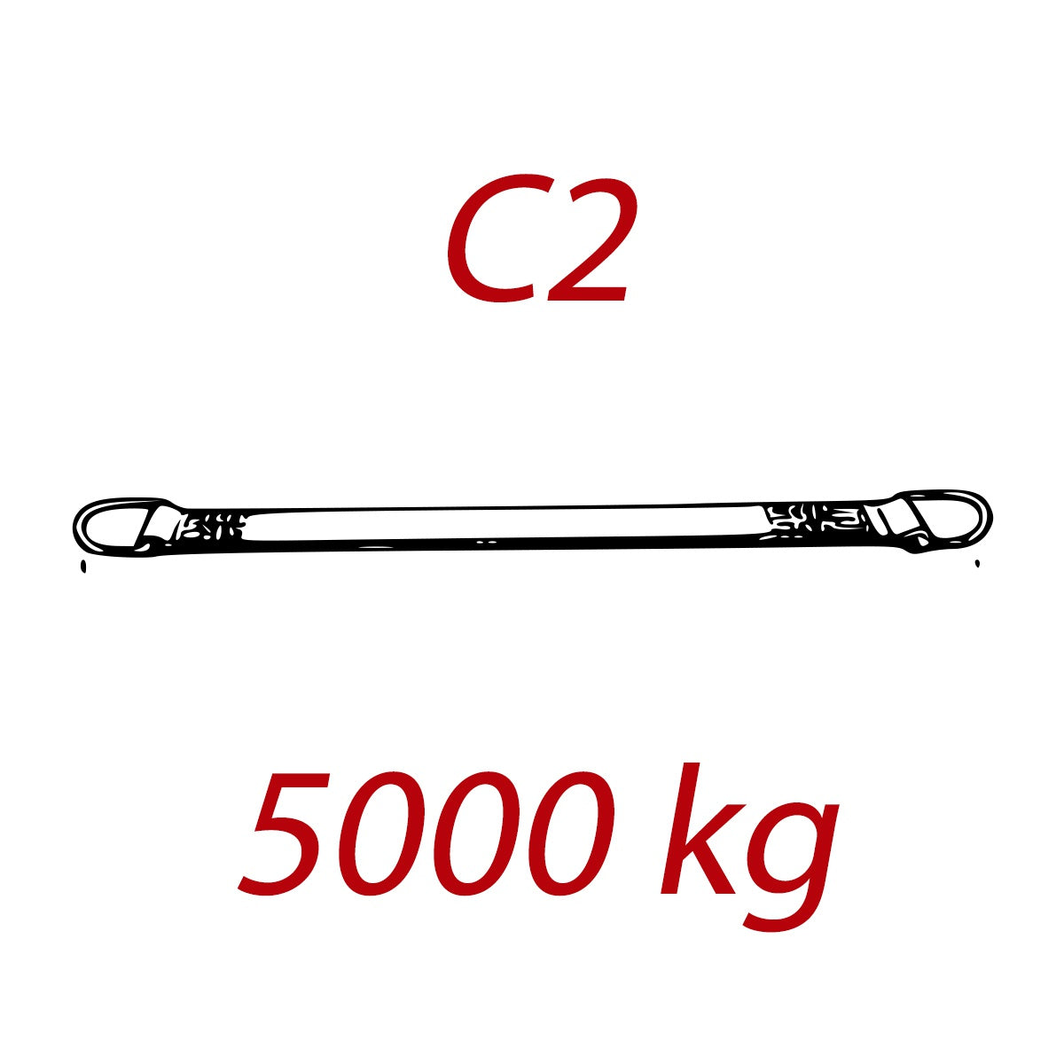 C2 - 5000kg, Zawiesie pasowe zakończone ogniwami, czerwone, szerokość 150mm