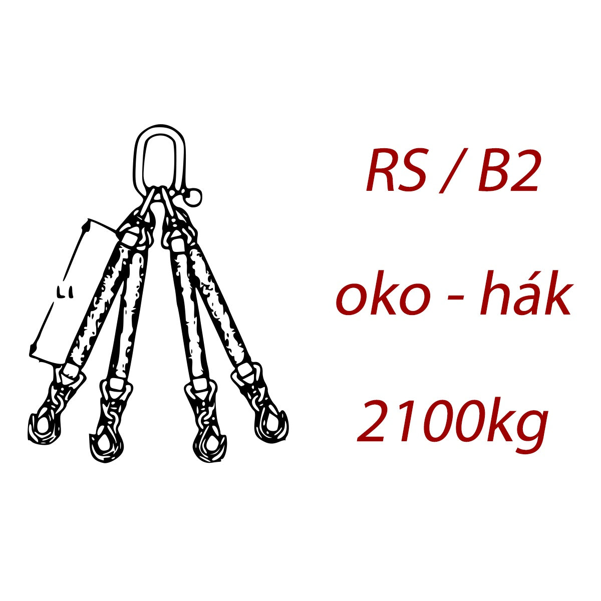 Zawiesie pasowe 4-cięgnowe, ogniwo - hak, nośność 2100kg