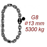 Zawiesie łańcuchowe klasa 8 o obwodzie zamkinętym, średnica 13mm, nośność cięgna 5300kg