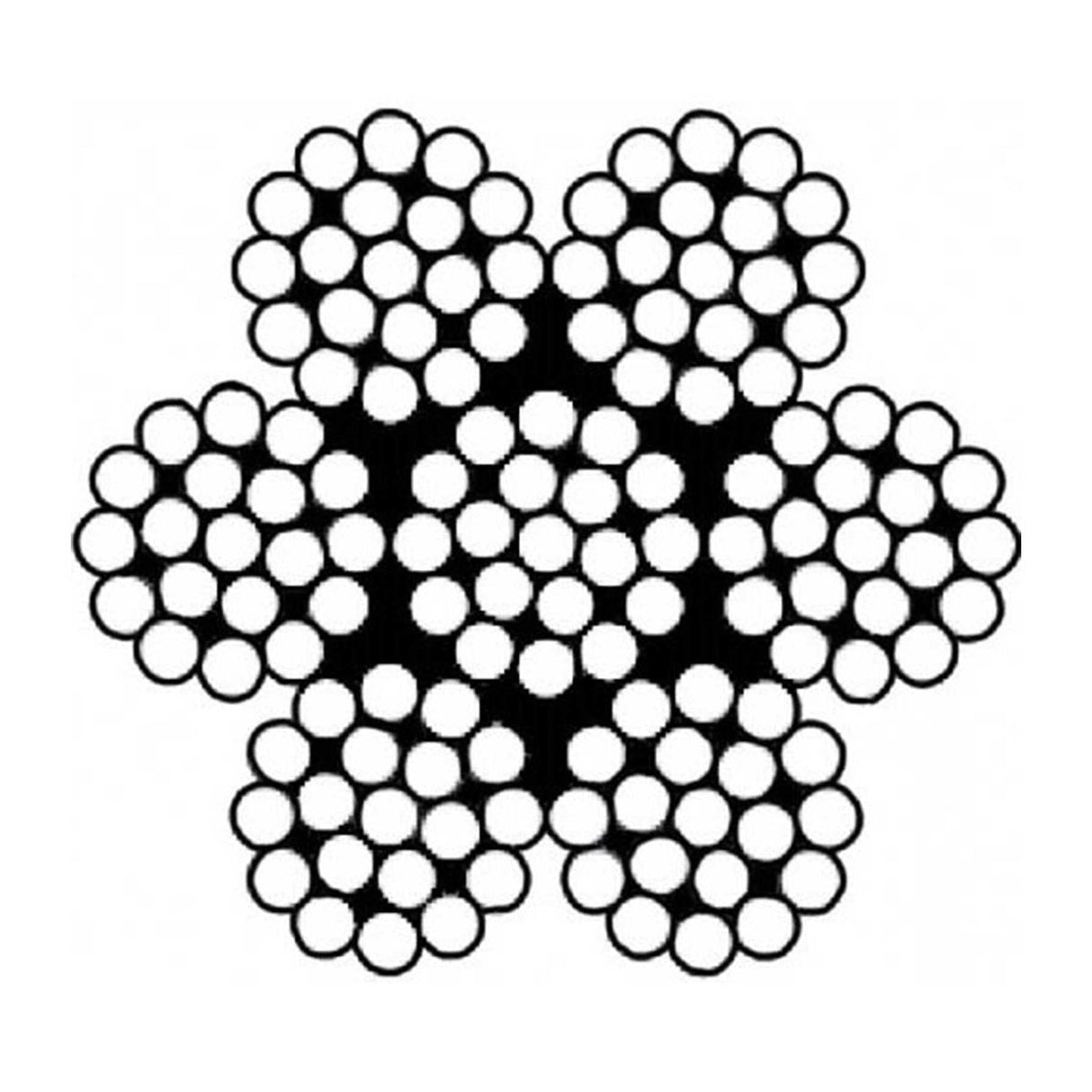 Lina stalowa ocynkowana, splot 6x19-WSC (7x19), minimalna siła zrywająca 1770 MPa
