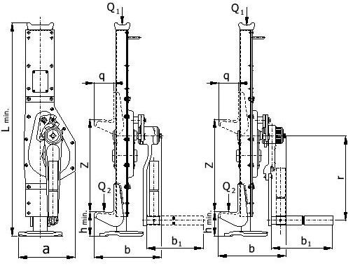 Podnośnik mechaniczny korbowy BRANO - korba ręczna