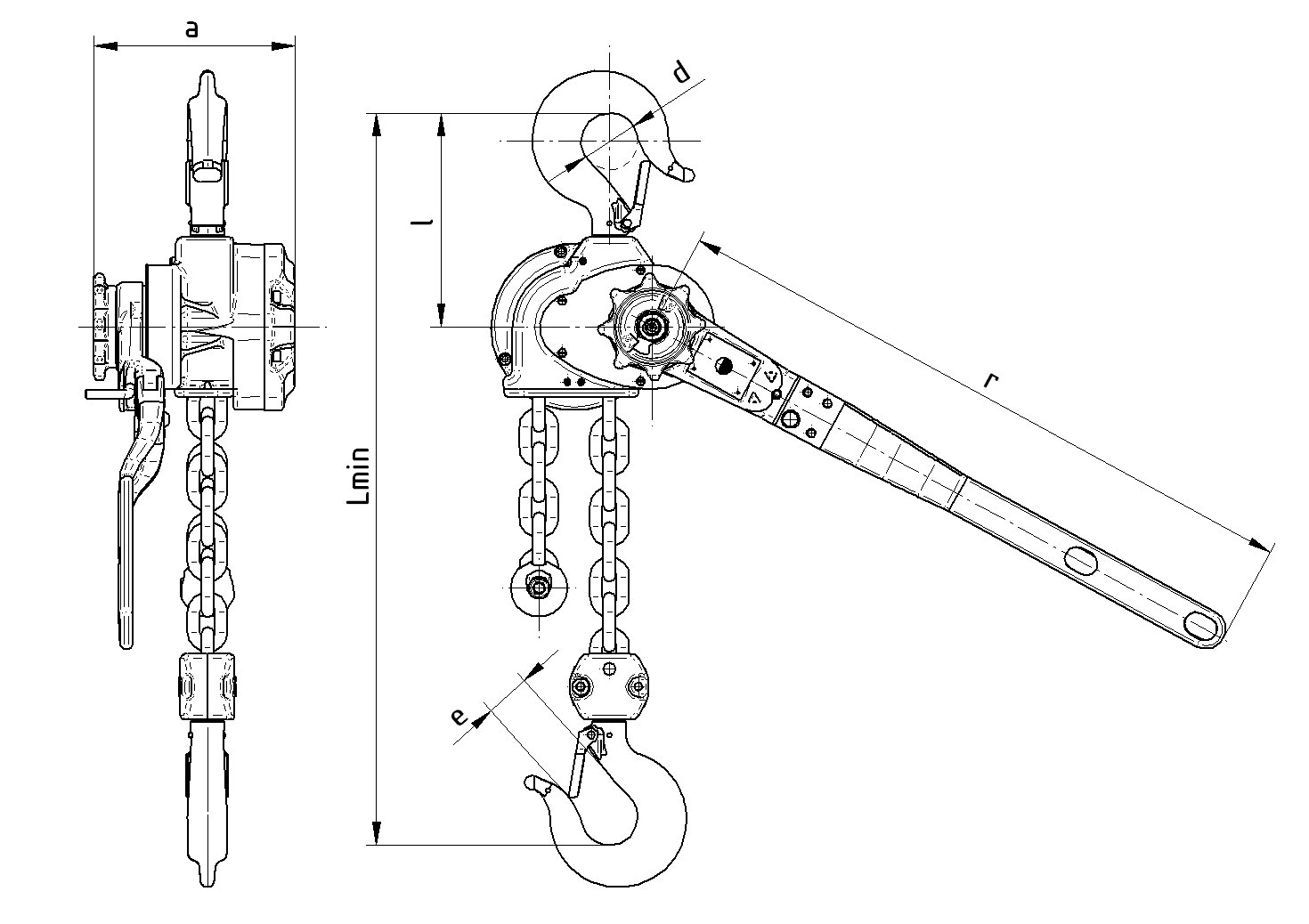 Wciągnik dźwigniowy z łańcuchem ogniwowym BRANO - RZC, 3200kg