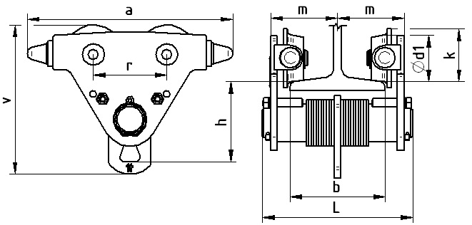 Wózek jezdny jednobelkowy BRANO Z420R, 1000kg