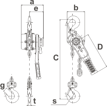 Wciągnik łańcuchowy dźwigniowy KITO - LB016, nośność 1600kg