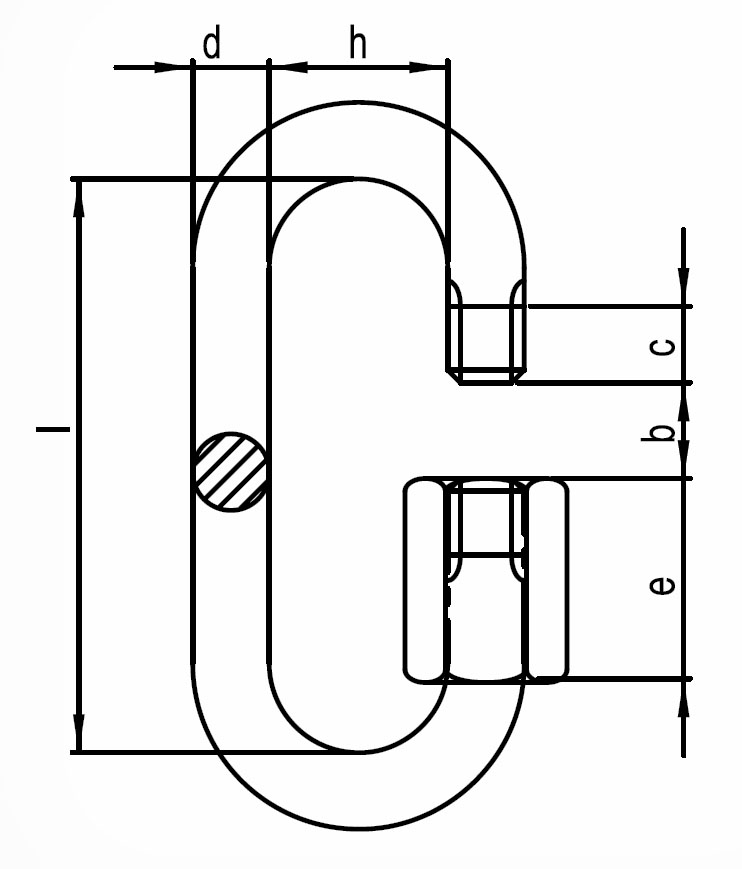 Ogniwo skręcane z powiększonym otworem, DIN 56927 - Form B, ocynk