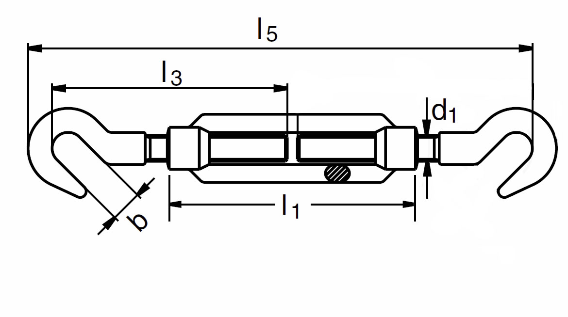 Ściągacz śrubowy / śruba rzymska H-H (Hak-Hak), DIN 1480, ocynk, stal S235JR