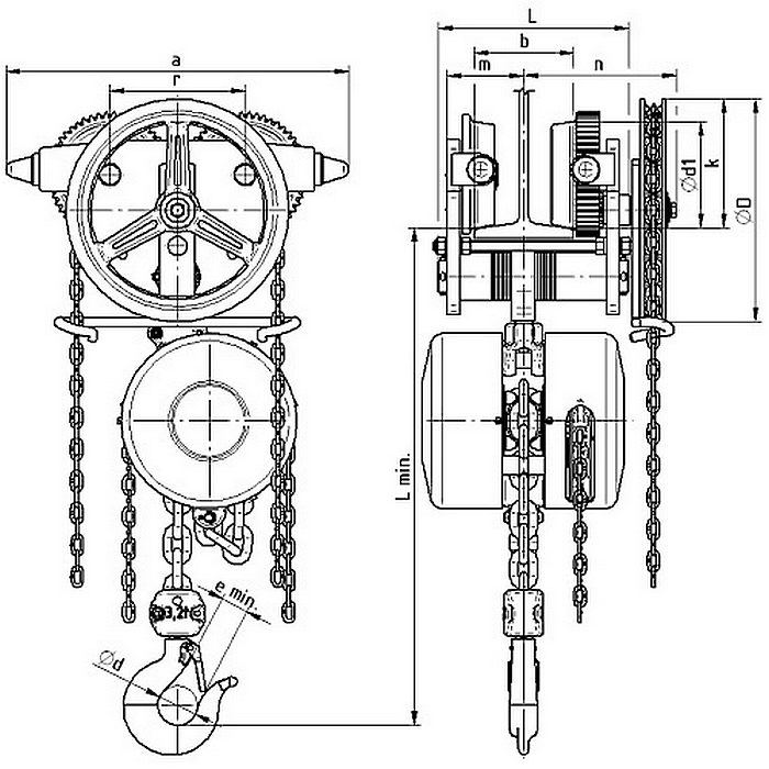 Wciągnik łańcuchowy przejezdny BRANO - Z220-B, nośność 3200kg