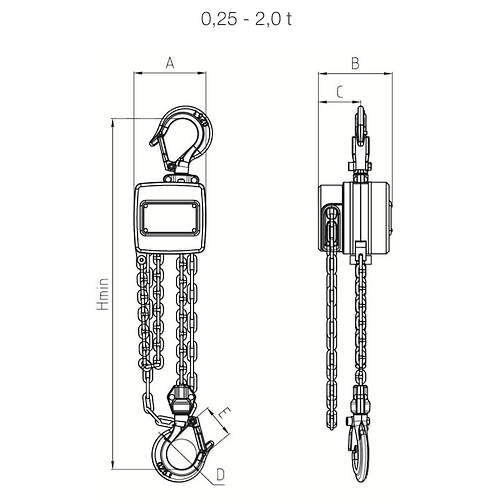 Wciągnik łańcuchowy ręczny typ MINI KTS 250 - 3000kg, HAKLIFT