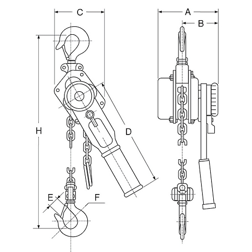 Wciągnik łańcuchowy dźwigniowy VTHA 250-9000kg, HAKLIFT