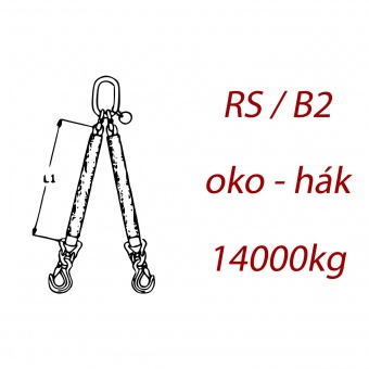 Zawiesie pasowe 2-cięgnowe, ogniwo - hak, nośność 14000kg