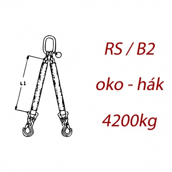 Zawiesie pasowe 2-cięgnowe, ogniwo - hak, nośność 4200kg