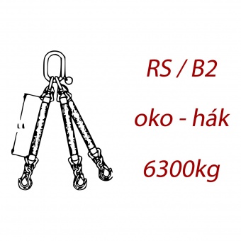 Zawiesie pasowe 3-cięgnowe, ogniwo - hak, nośność 6300kg