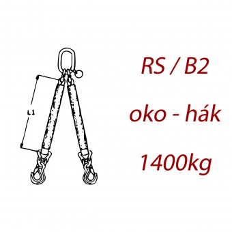 Zawiesie pasowe 2-cięgnowe, ogniwo - hak, nośność 1400kg