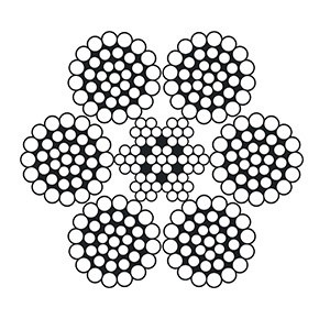 Lina ze stali nierdzewnej, splot 6x36+IWRC, A4 - AISI316, minimalna siła zrywająca 1570N/mm2