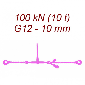 Łańcuch transportowy jednoczęściowy z hakami, klasa 12, 10mm, siła mocowania 100 kN