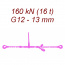 Łańcuch transportowy jednoczęściowy z hakami, klasa 12, 13mm, siła mocowania 160 kN, długość 4,5m
